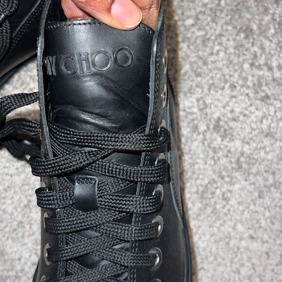 Women’s Jimmy Choo Colt Star Studdedd Leather High Top Tennis Shoes - Picture 11 of 11